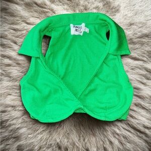 Princess Polly Underwired Collared Ribbed Bright Green Women’s Top Size 4